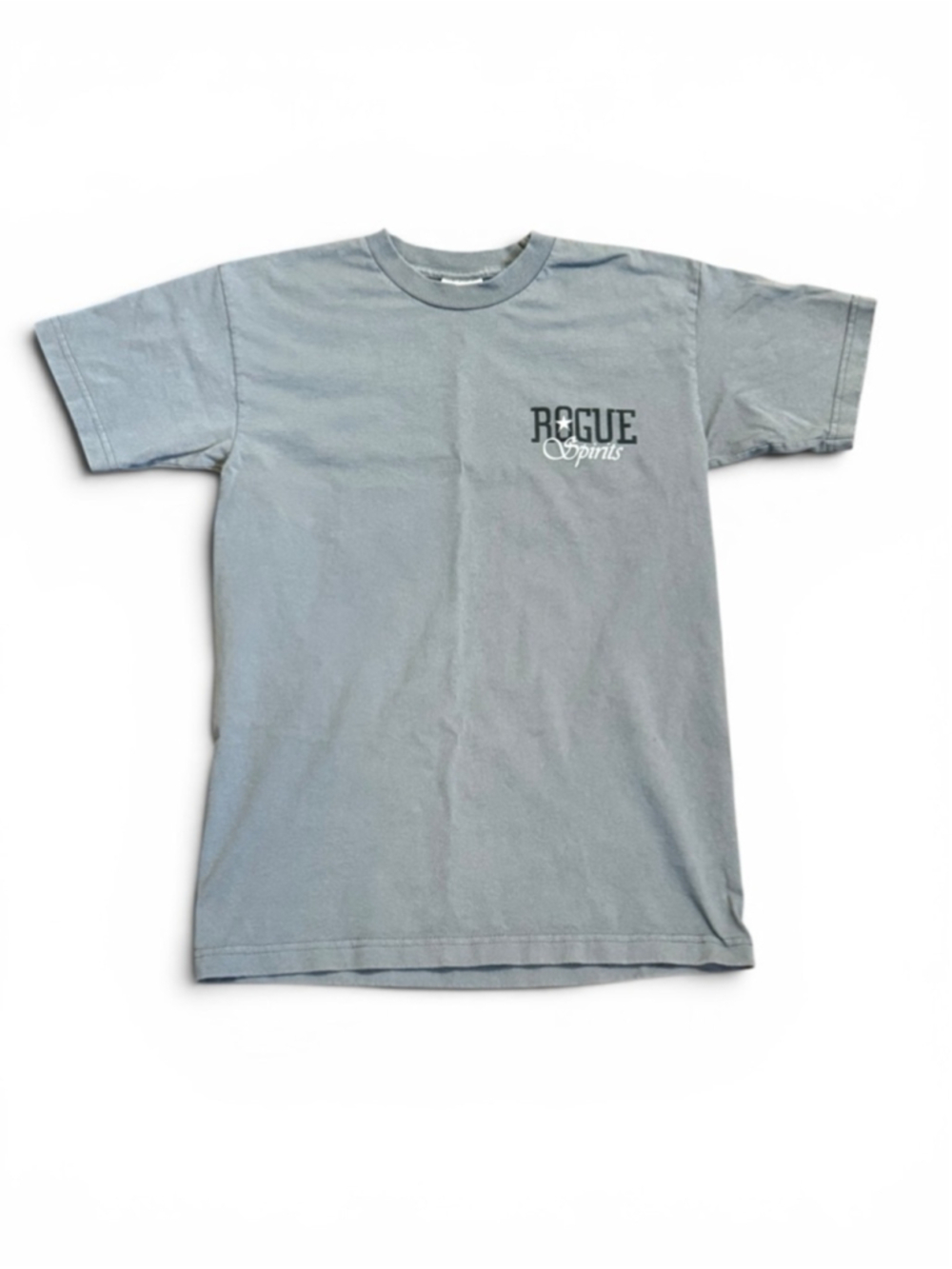 Vtg 90s Rogue Spirits Distillery T Shirt Medium Gray Bayside USA Single Stitch - Picture 3 of 7
